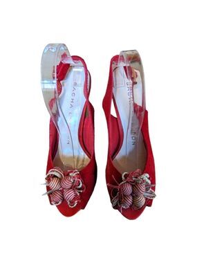 Sacha London Burnt Orange Suede Embellished Peep Toe Slingback Heels Sze 8.5